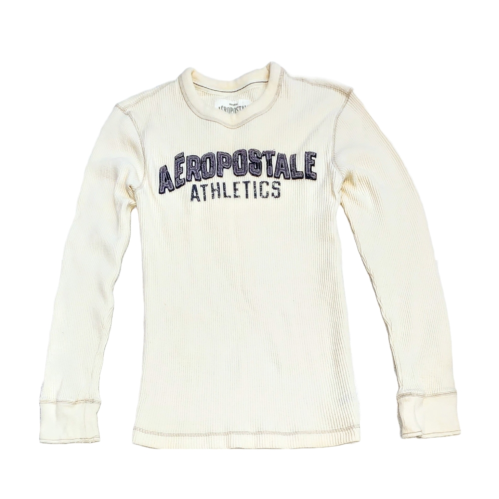 Aeropostale Men Vintage Embroidered Sweater Top Ribbed Thick